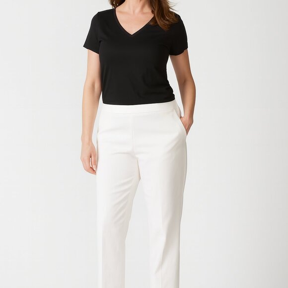 Kasper White Petite Dress Pants 14P | Side Zip | Flat Front | Like New - Picture 1 of 6